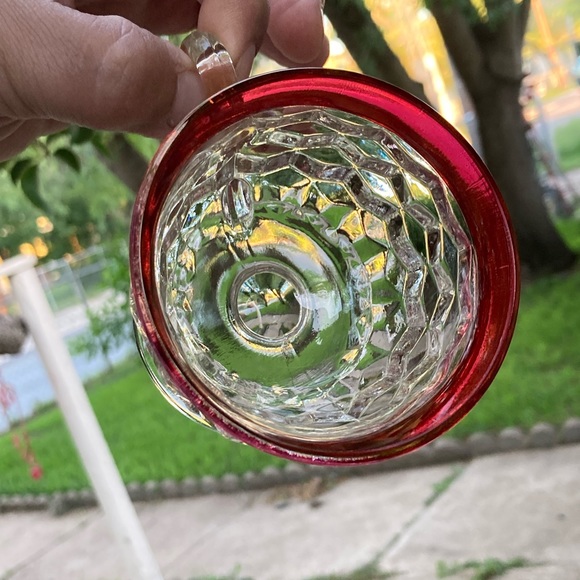 🔥💥 (2)VINTAGE Tiffin KING’S CROWN CRANBERRY RED Footed Punch Cups RARE FIND💥 - Picture 7 of 7